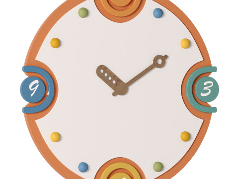 Minimalist Silent Wall Clock for Kids Bedroom Model 3D