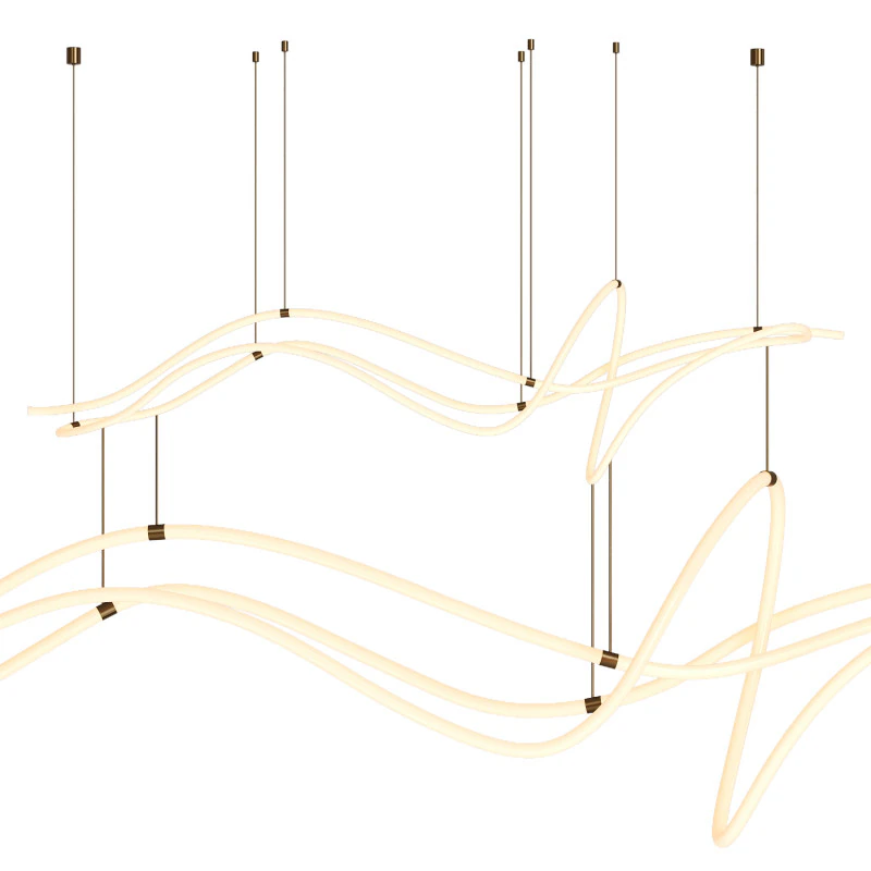 Modern Custom Linear Led Pendant 3D Model .c4d .max .obj .3ds .fbx .stl .blend
