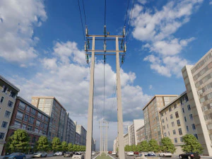 Power Line 3D Model