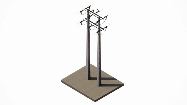 Power Line 3D Model .c4d .max .obj .3ds .fbx .stl .blend 