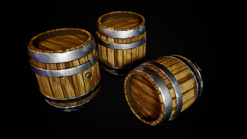 Stylized barrel 3D Model .c4d .max .obj .3ds .fbx .stl .blend