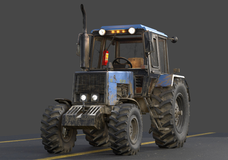 Tractor Belarus 1221 Game Ready PBR Texture Asset 3D 模型 .c4d .max .obj .3ds .fbx .stl .blend