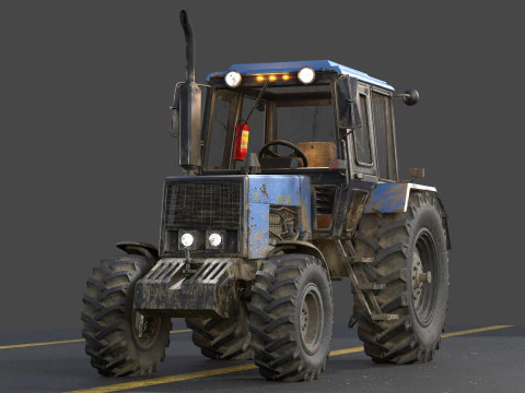 Tractor Belarus 1221 Game Siap Aset Tekstur PBR Model 3D