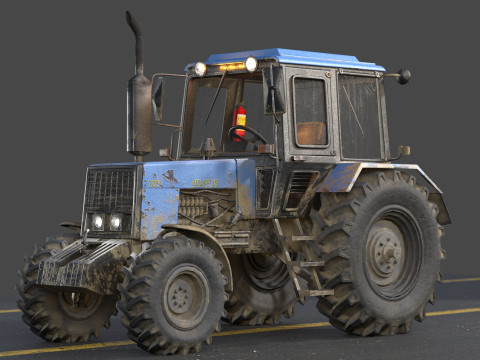 Tractor Belarus 1221 Game Ready PBR Texture Asset 3D 模型
