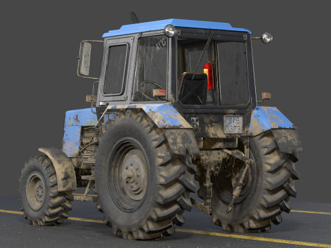 Tractor Belarus 1221 Game Ready PBR Texture Asset 3D 模型