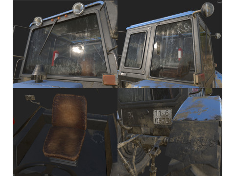 Tractor Belarus 1221 Game Ready PBR Texture Asset 3D 模型