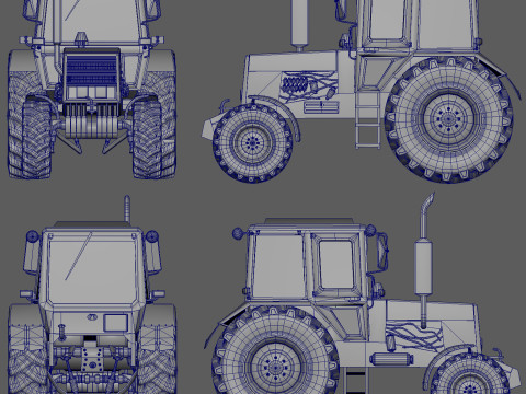 Tractor Belarus 1221 Game Ready PBR Texture Asset 3D 模型