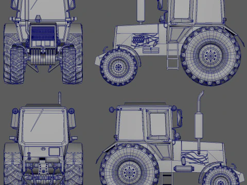 Tractor Belarus 1221 Game Ready PBR Texture Asset 3D Model
