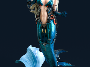 Sci-FI Mermaid - 3D print ready 3D print model 3D Baskı Modeli
