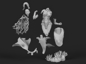 Sci-FI Mermaid - 3D print ready 3D print model 3D Baskı Modeli
