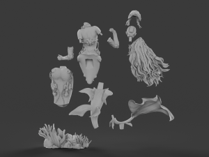 Sci-FI Mermaid - 3D print ready 3D print model 3D Baskı Modeli