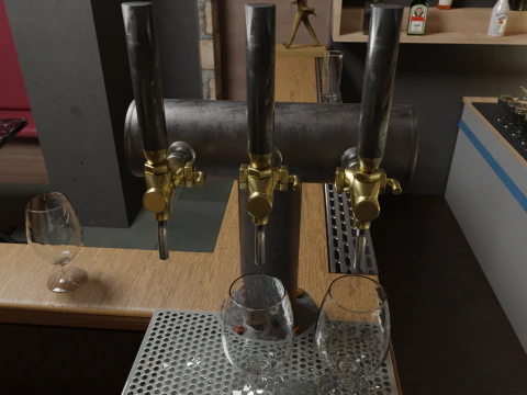 3 Tap Beer Dispenser 3D Model