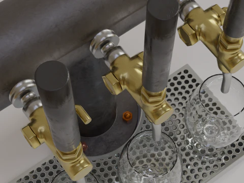 3 Tap Beer Dispenser 3D Model