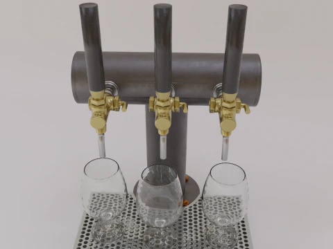 3 Tap Beer Dispenser 3D Model