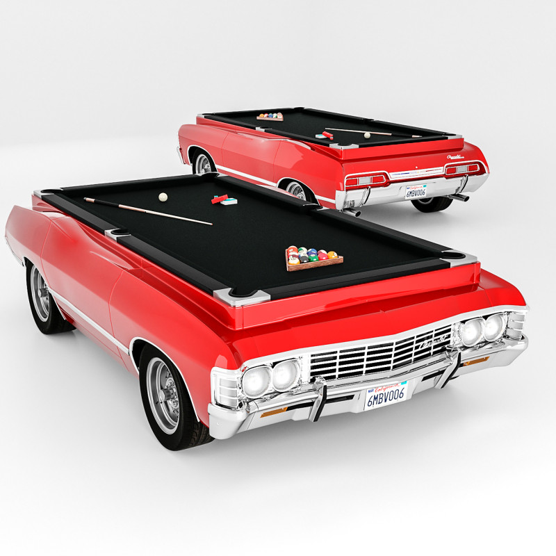 Pool Table Chevrolet Impala 1967 3D Model .c4d .max .obj .3ds .fbx .stl .blend