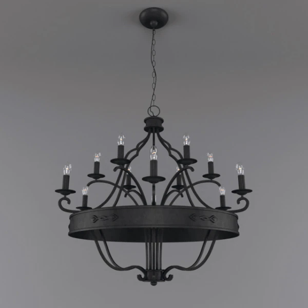Wrought iron chandelier 3D Model .c4d .max .obj .3ds .fbx .stl .blend 