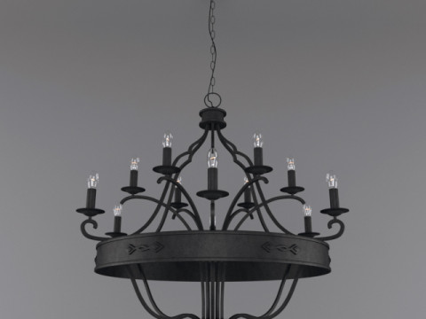 Lampadario in ferro battuto Modello 3D