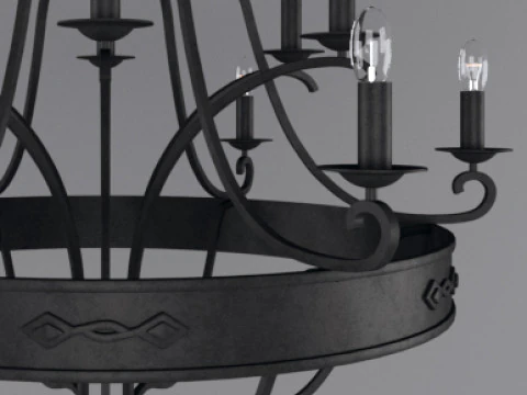 Wrought iron chandelier 3D Model