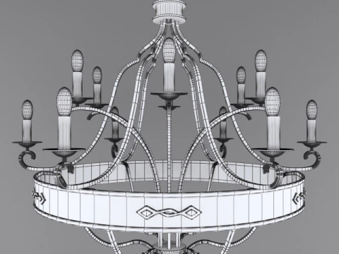 Wrought iron chandelier 3D Model