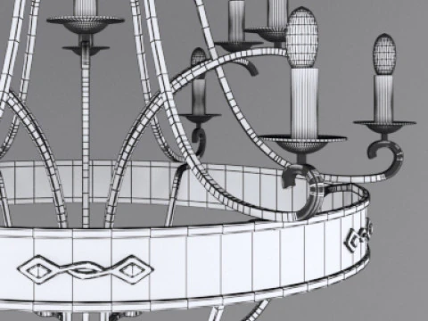 Wrought iron chandelier 3D Model