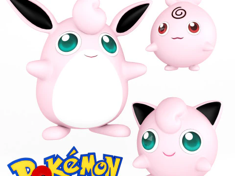Pokemon Igglybuff Jigglypuff Wigglytuff 3D Model