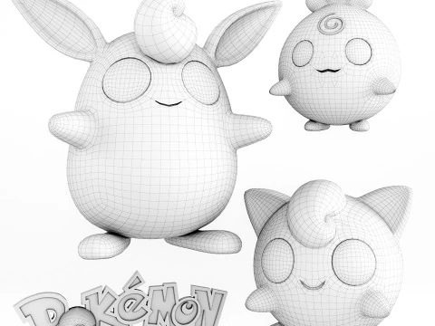 Pokemon Igglybuff Jigglypuff Wigglytuff 3D Model