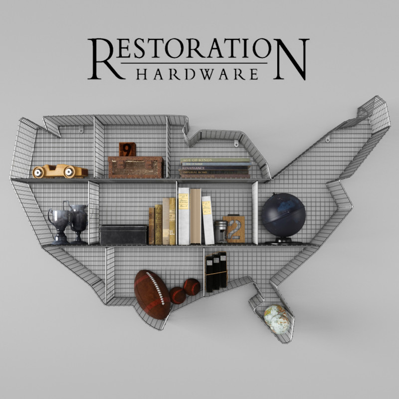 RIPIANO DX MAPPA USA ZINC Modello 3D .c4d .max .obj .3ds .fbx .stl .blend 