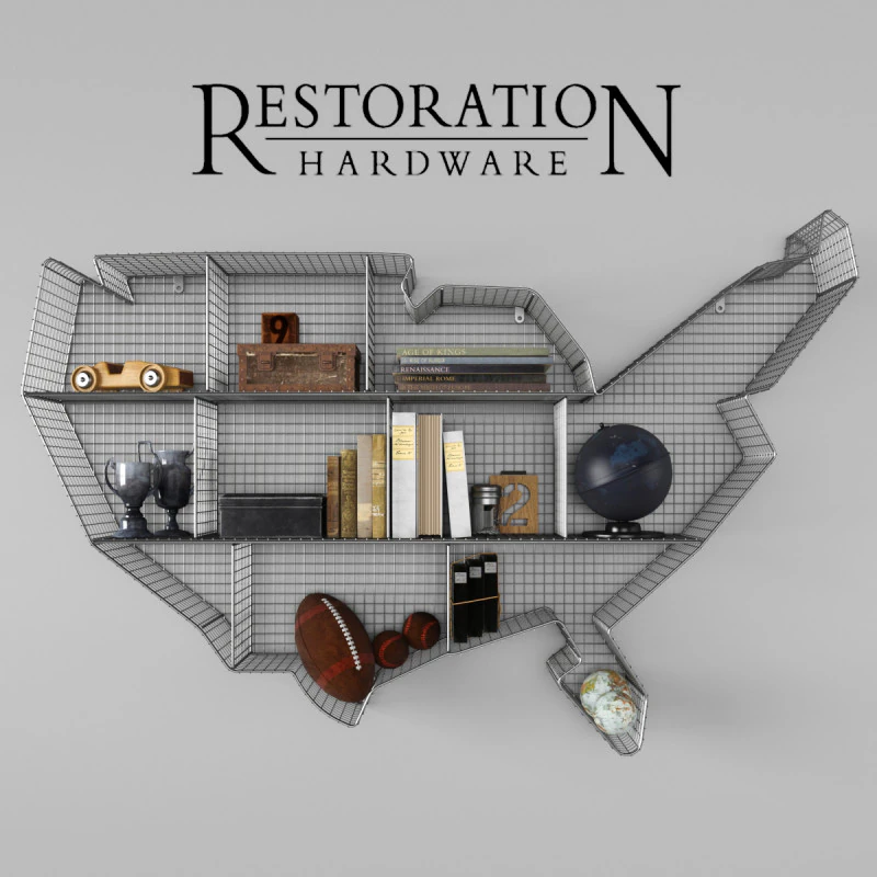 RH SHELF USA MAP ZINC 3D Model .c4d .max .obj .3ds .fbx .stl .blend 