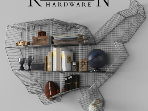 RH SHELF USA MAP ZINC 3D Model
