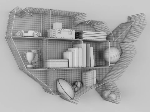 RH SHELF USA MAP ZINC 3D Model
