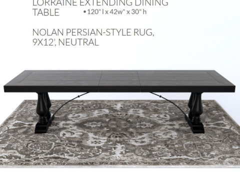 Pottery Barn LORRAINE ОБЕДЕННЫЙ СТОЛ НОЛАН КОВЕР В ПЕРСИДСКОМ СТИЛЕ 3D Модель