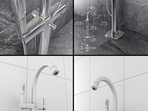 Telaio per coltelli da bagno Grohe Grandera Modello 3D