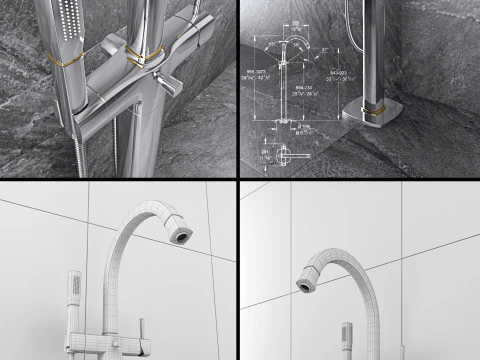 Bath Knief Loom Grohe Grandera 3D Model