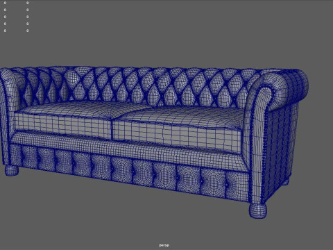 Диван Честерфилд 2-местный 3D Модель