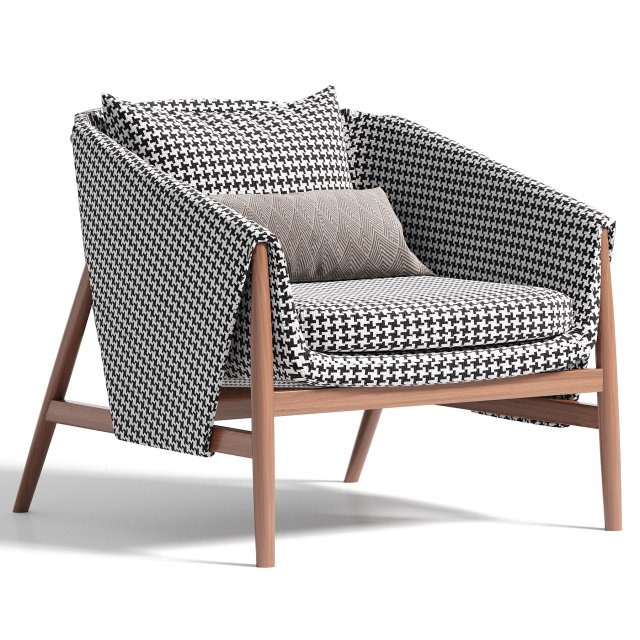 Fabric armchair with armrests 3D Model .c4d .max .obj .3ds .fbx .stl .blend 
