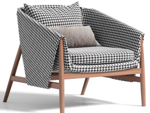 Kursi berlengan kain dengan sandaran tangan Model 3D