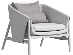 Fabric armchair with armrests 3D Model