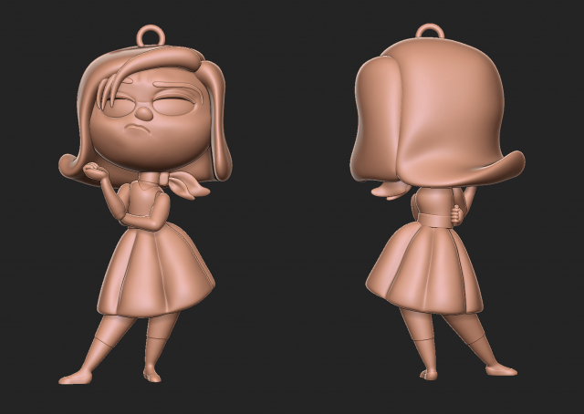 Inside out - disgust keychain 3D प्रिंट मॉडल .c4d .max .obj .3ds .fbx .stl .blend 