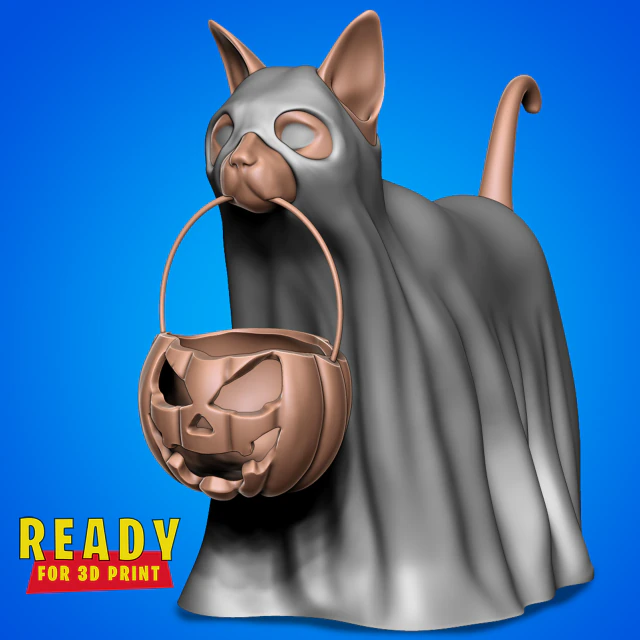 HALLOWEEN CAT 3D Print Model .c4d .max .obj .3ds .fbx .stl .blend 