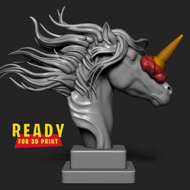 HORSE AND UNICORN WITH ICE CREAM 3Dプリントモデル .c4d .max .obj .3ds .fbx .stl .blend 