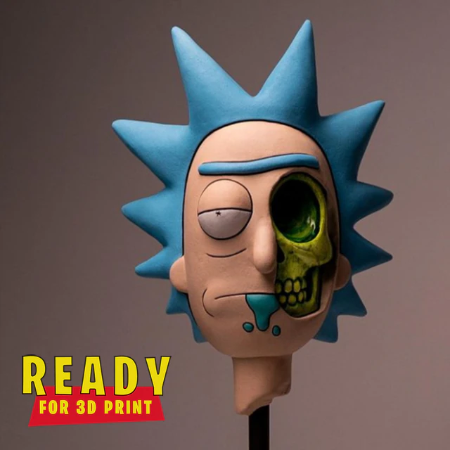 RICK AND MORTY - RICK SKULL 3D Print Model .c4d .max .obj .3ds .fbx .stl .blend