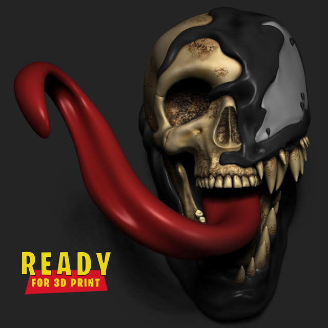 VENOM SKULL 3D Принт Модель .c4d .max .obj .3ds .fbx .stl .blend 