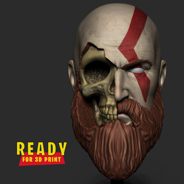 KRATOS SKULL 3D Принт Модель .c4d .max .obj .3ds .fbx .stl .blend 