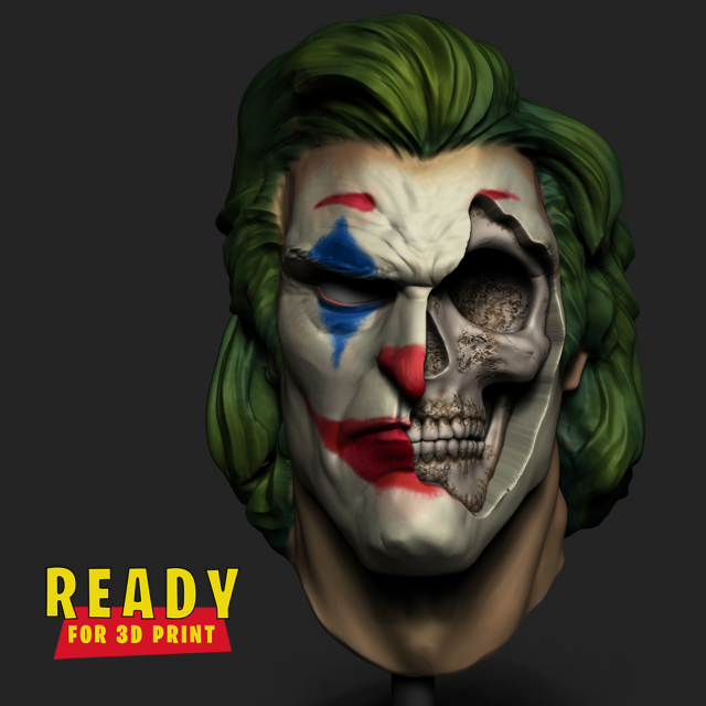 JOKER SKULL - JOAQUIN PHOENIX 3D Print Model .c4d .max .obj .3ds .fbx .stl .blend 