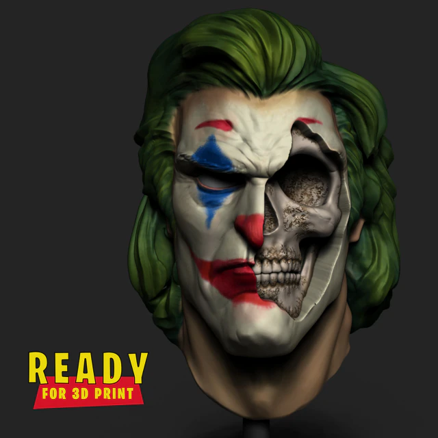 JOKER SKULL - JOAQUIN PHOENIX 3D Print Model .c4d .max .obj .3ds .fbx .stl .blend