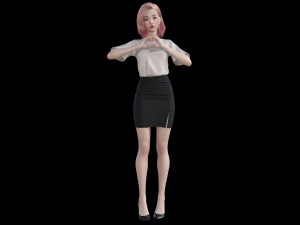 Oryantal Asyalı profesyonel kısa etekler, y&uuml;ksek topuklu ayakkabılar, dijital fig&uuml;rler, g&uuml;zel kadınlar Ruo Xi 3D Model
