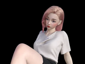 Saias curtas profissionais asi&aacute;ticas orientais, salto alto, figuras digitais, mulheres bonitas, ruo xi Modelo 3D