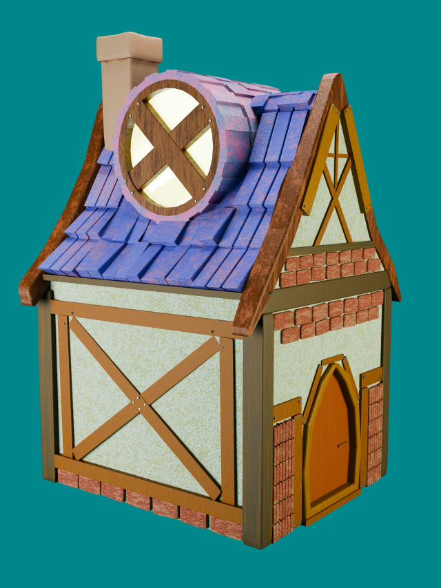 Stylized Medieval House 3D Model .c4d .max .obj .3ds .fbx .stl .blend 