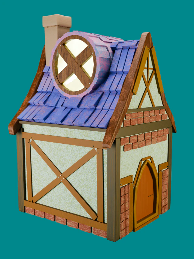 Stylized Medieval House 3D Model .c4d .max .obj .3ds .fbx .stl .blend 