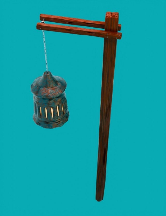 Stylized Latern on a pillar 3D Model .c4d .max .obj .3ds .fbx .stl .blend 